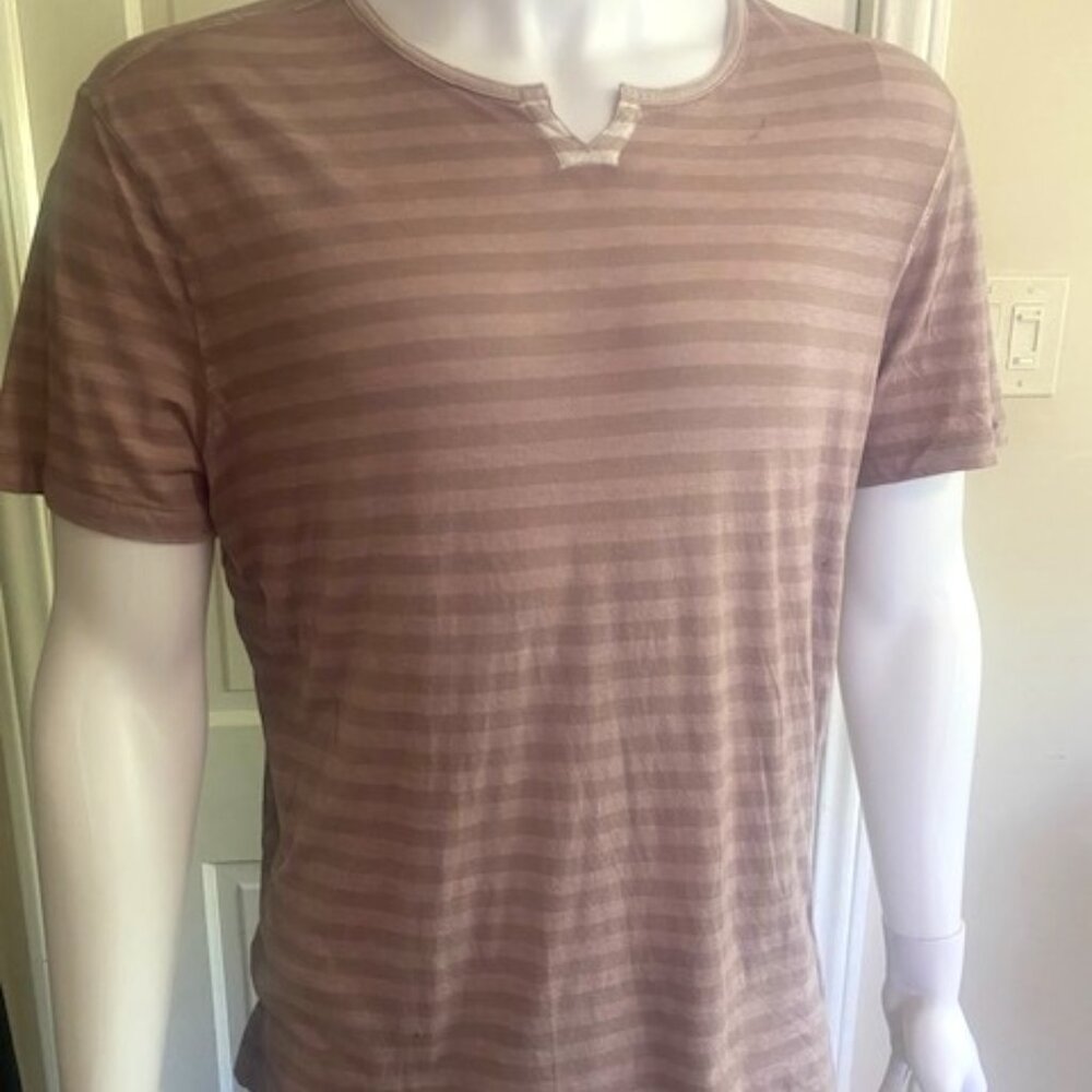 John Varvatos Men's Striped Signature V Neck T XL